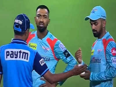 KL Rahul IPL 2022: नो-बॉल दिए जाने पर भड़के केएल राहुल और क्रुणाल पंड्या, गलत अंपायर से करने लगे बहस