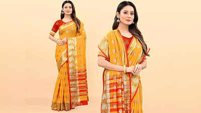 हल्दी के दिन ट्राय करें ये Yellow Saree, फैब्रिक भी है जबरदस्त और मिलेगा पर्फेक्ट ब्राइडल लुक