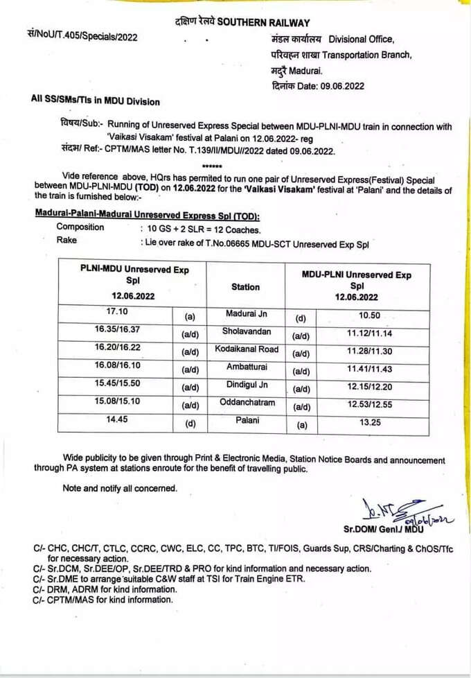 southern railway Madurai