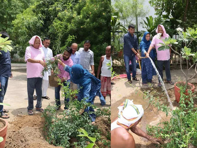 पत्नी राबड़ी के साथ लालू यादव ने लगाया पौधा