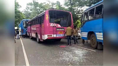 കോട്ടയത്ത് 3 ബസുകൾ കൂട്ടിയിടിച്ചു; അപകടം അമിതവേഗതയെ തുടർന്ന്, യാത്രക്കാർക്ക് പരിക്ക്, വീഡിയോ കാണാം