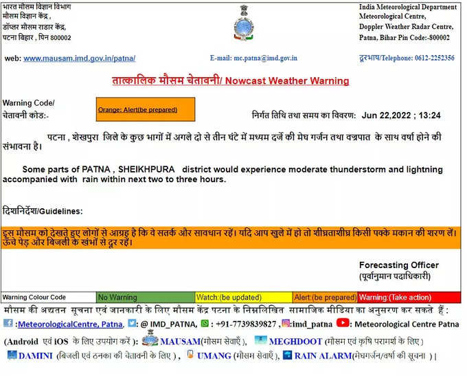 पटना और शेखपुरा जिले में बारिश का अलर्ट जारी