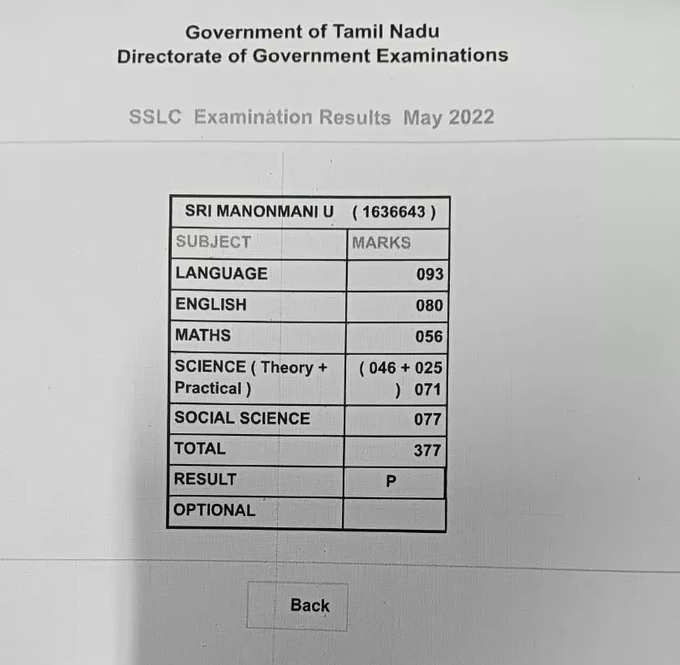 Manonmani Marks