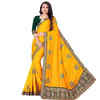 Buy Yellow Net Saree Floral Embroidered Work Online