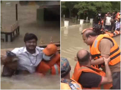 കഴുത്തറ്റം വെള്ളം, മുഖ്യമന്ത്രിയെ കാണാന്‍ പ്രളയജലത്തിൽ നീന്തിയെത്തി യുവാവ്‌, വീഡിയോ