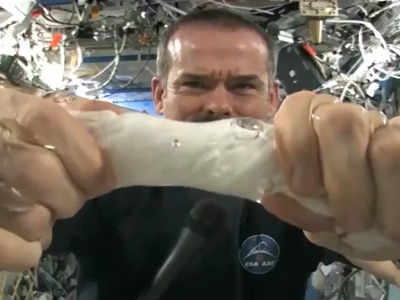 अंतरिक्ष में वैज्ञानिक ने निचोड़ा गीला तौलिया, फिर जो हुआ वो 70 लाख लोगों ने देखा