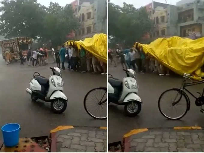 तेज बारिश में भी बारात रुकी नहीं...