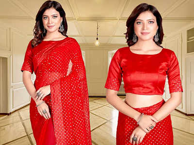 आश्रम एक्ट्रेस की तरह स्टाइल करें Red Shimmer Saree, दिखेंगी ग्लैमरस और मिलेगा पार्टी रेडी लुक