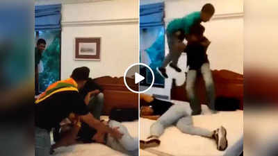 श्रीलंका संकट: PM के बिस्तर पर WWE, एक-दूसरे को उठाकर पटका, वीडियो वायरल