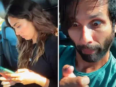 Shahid Kapoor ने उड़ाया वाइफ का मजाक, कार की पिछली सीट पर बैठकर कर रहे Mira Rajput की नकल