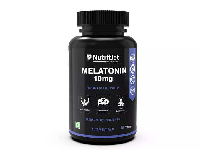 NutritJet Melatonin 10mg Sleeping Aid Pills, Sleep Supplement For Stress Free Sleep &amp; Calm Relax - 60 Vegetarian Tablets