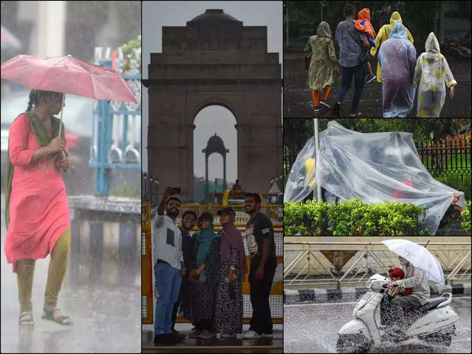 कहीं सेल्फी तो कहीं सिर उठा के बारिश में भीगे लोग