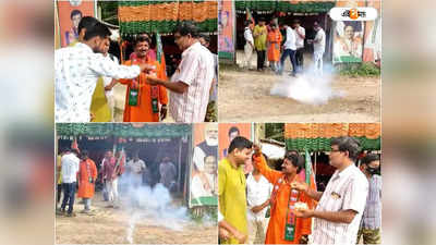 Partha Chatterjee: পার্থর গ্রেফতারিতে সেলিব্রেশন মুড বালুরঘাটে, আবির খেলায় মাতল BJP