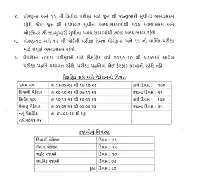 GSHSEB Academic Calendar 2022-23