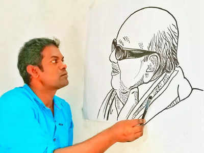 Kalaignar Karunanidhi: கருணாநிதி 4-ம் ஆண்டு நினைவு நாள்.. ஓவிய ஆசிரியரின் அசத்தல் ஓவியம்!