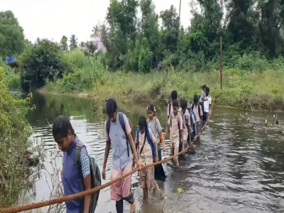 தருமபுரி நாகாவதி ஆற்றின் குறுக்கே பாலம் இன்றி அவதி; கயிறு கட்டி கடக்கும் மக்கள்!