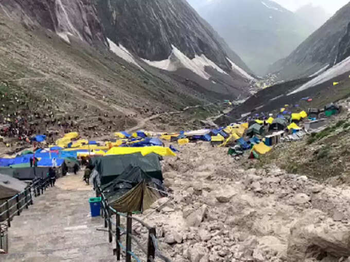 ​अमरनाथ गुहेत तीन तासांत ७५ मिमी पाऊस