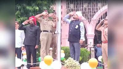 मंत्री गुलाबराव पाटलांचे भर पावसात ध्वजारोहण, पोलिसांचीही पावसातच सलामी