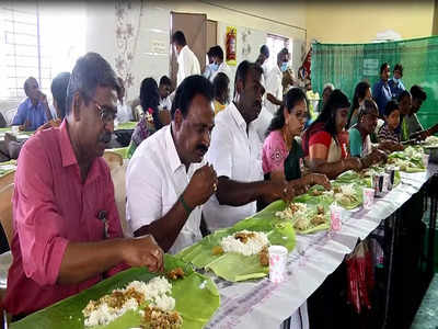 நாமக்கல் ஆஞ்சநேயர் கோவில் சமபந்தி உணவு; பொதுமக்களுடன் அமர்ந்து உணவருந்திய கலெக்டர்!