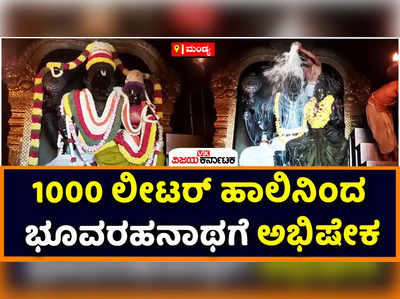 Mandya: 1000 ಲೀಟರ್ ಹಾಲು, 500 ಲೀಟರ್‌ ಸಿಯಾಳ, 500 ಲೀಟರ್‌ ಕಬ್ಬಿನ ಹಾಲಿನಿಂದ ಮಂಡ್ಯದ ಭೂವರಹನಾಥಗೆ ಅಭಿ‍ಷೇಕ