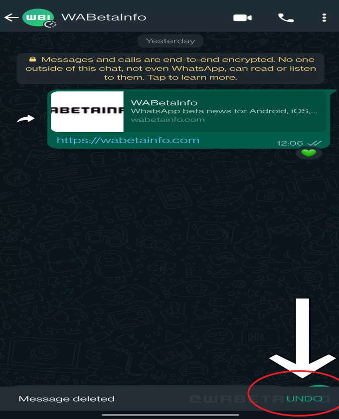 WhatsApp Undo Feature (Image Credit: WABetaInfo)