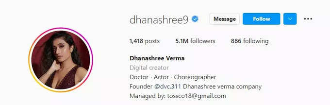 dhanashree insta