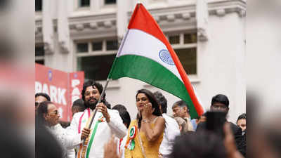 Allu Arjun: पुष्‍पा फेम अल्‍लू अर्जुन ने बीवी स्‍नेहा संग न्‍यूयॉर्क की सड़कों पर लहराया तिरंगा, वीडियो वायरल