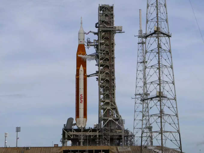 NASAs next-generation moon rocket with its Orion crew capsule on top, is readied for launch of the Artemis I mission at Cape Canaveral.