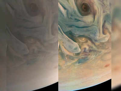 जूनो स्पेस क्राफ्ट की नई प्रोसेस फोटो में दिखी बृहस्पति की असली खूबसरती, गैस के बादलों के तूफान आए नजर