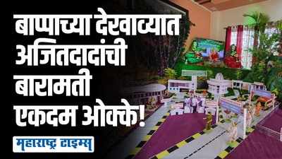 काय बारामती... काय विकास... काय इमारती... गणरायाच्या देखाव्यात साकारली अजित पवारांची बारामती