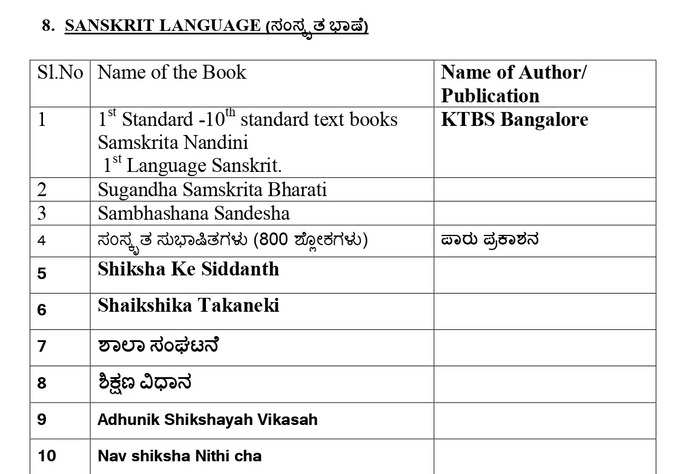 ಸಂಸ್ಕೃತ ಭಾಷೆ, ಪುಸ್ತಕಗಳ ಮಾಹಿತಿ