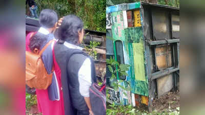 അറുപതോളം യാത്രക്കാർ; താഴ്ചയിലേയ്ക്ക് മറിഞ്ഞ ബസ് മരത്തിലിടിച്ച് നിന്നു; നേര്യമംഗലത്ത് ഒഴിവായത് വൻ ദുരന്തം