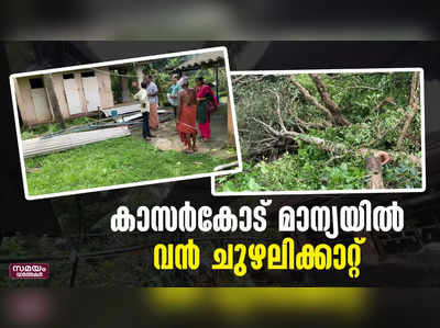 കാസർകോട് മാന്യയിൽ  ചുഴലിക്കാറ്റിനെ തുടർന്ന് നിരവധി വീടുകൾ തകർന്നു