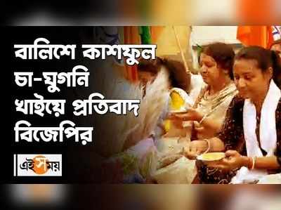 বালিশে কাশফুল চা-ঘুগনি খাইয়ে প্রতিবাদ বিজেপির