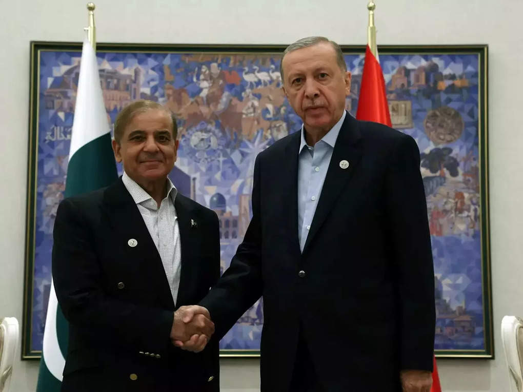 Turkish President Erdogan meets with Pakistans PM Sharif in Samarkand.