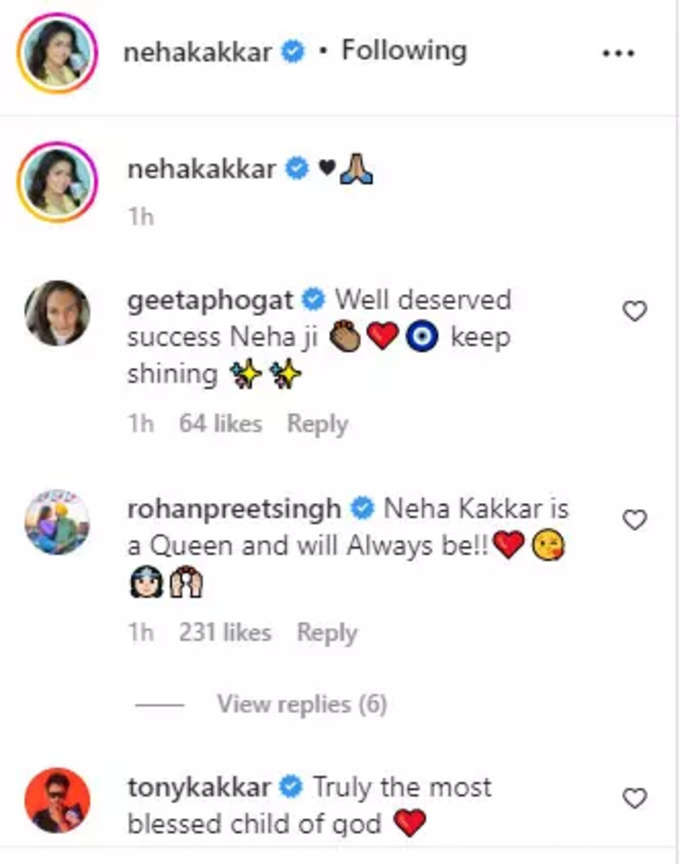 celebs comment on neha post