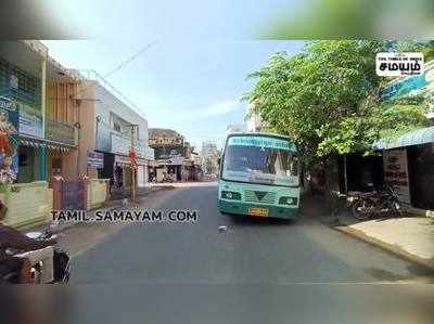 பேருந்தில் முன்பக்க டயர் வெடித்தது - ஓட்டுநரின் சாமர்த்தியத்தால் விபத்து தவிர்ப்பு