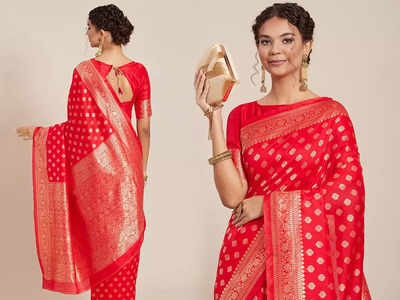 Amazon Great Indian Festival : Navratri 2022 में पहनें ये खूबसूरत Red Saree, सेल में मिल रही तगड़ी छूट