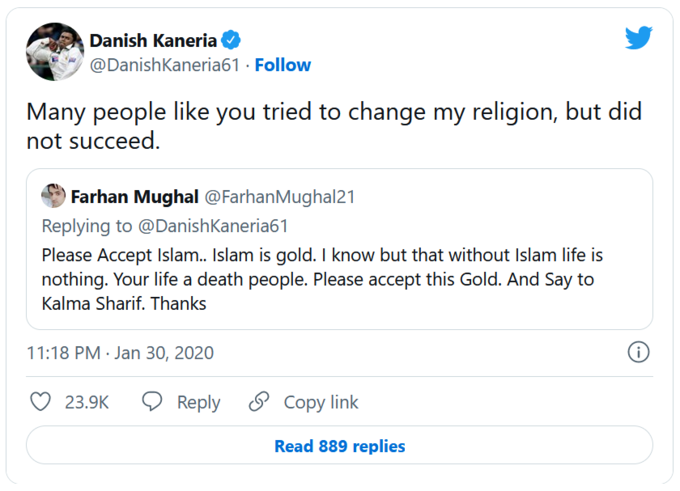 Danish Kaneria Tweet