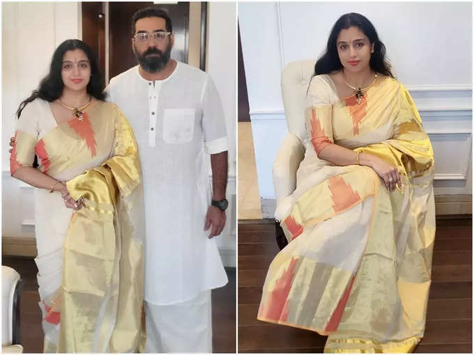 samyuktha varma and biju menon shined in kerala costume