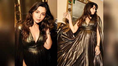 Pregnant Alia Bhatt in cape gown: લૉ-કટ નેકલાઇનવાળા આઉટફિટમાં આલિયા ભટ્ટ લાગી Greek goddess, બ્રોન્ઝ ગાઉનમાં બેબી બમ્પ કર્યો ફ્લૉન્ટ