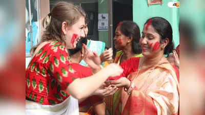 Sindur Khela :সিঁদুরে রাঙা..., দশমীতে  ধুনুচি নাচে মেতে ৫ বিদেশিনী