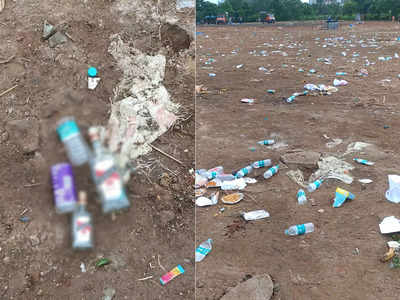 मुंबई विद्यापीठाची झाली कचराकुंडी, प्रांगणात दारुच्या बाटल्यांचा खच; शिंदे गटाच्या पार्किंगसाठी दिली होती जागा