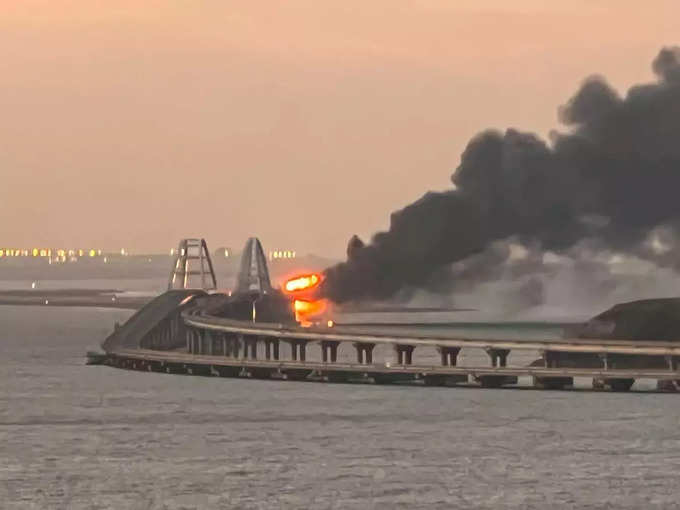 Video_ Kerch Bridge linking Russia and Crimea hit by truck bomb.