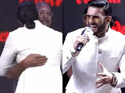 Ranveer Singh : मंच पर बड़ी-बड़ी हस्तियों के सामने रणवीर सिंह ने नाना पाटेकर के छूए पैर, गालों पर किया किस