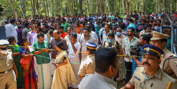 Pathanamthitta: Police and locals at the place where two women were allegedly mu...