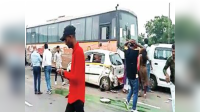 शिवशाही बसची सात वाहनांना धडक; कात्रज-देहूरोड बायपासवरील घटना, चार जण जखमी