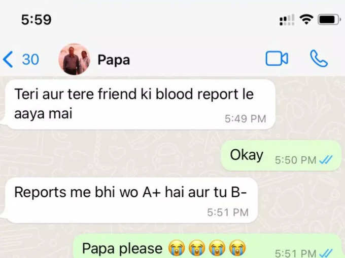 Father Daughter Whatsapp Chat Screenshot