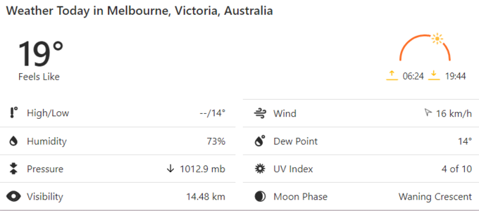 Melbourne Weather Report