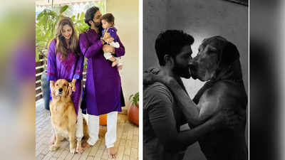 Amit Thackeray यांनी किआनसोबत साजरी केली दिवाळी, घरातल्या श्वानासोबत फोटो शेअर, श्वान आणि बाळाचं अतूट नातं